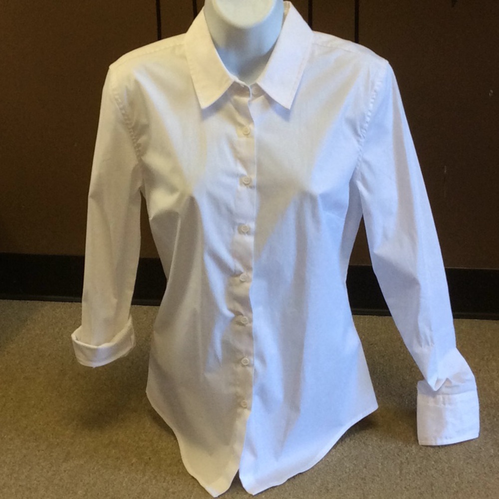 Boston Proper White Long Sleeve Button Down Sz 8
